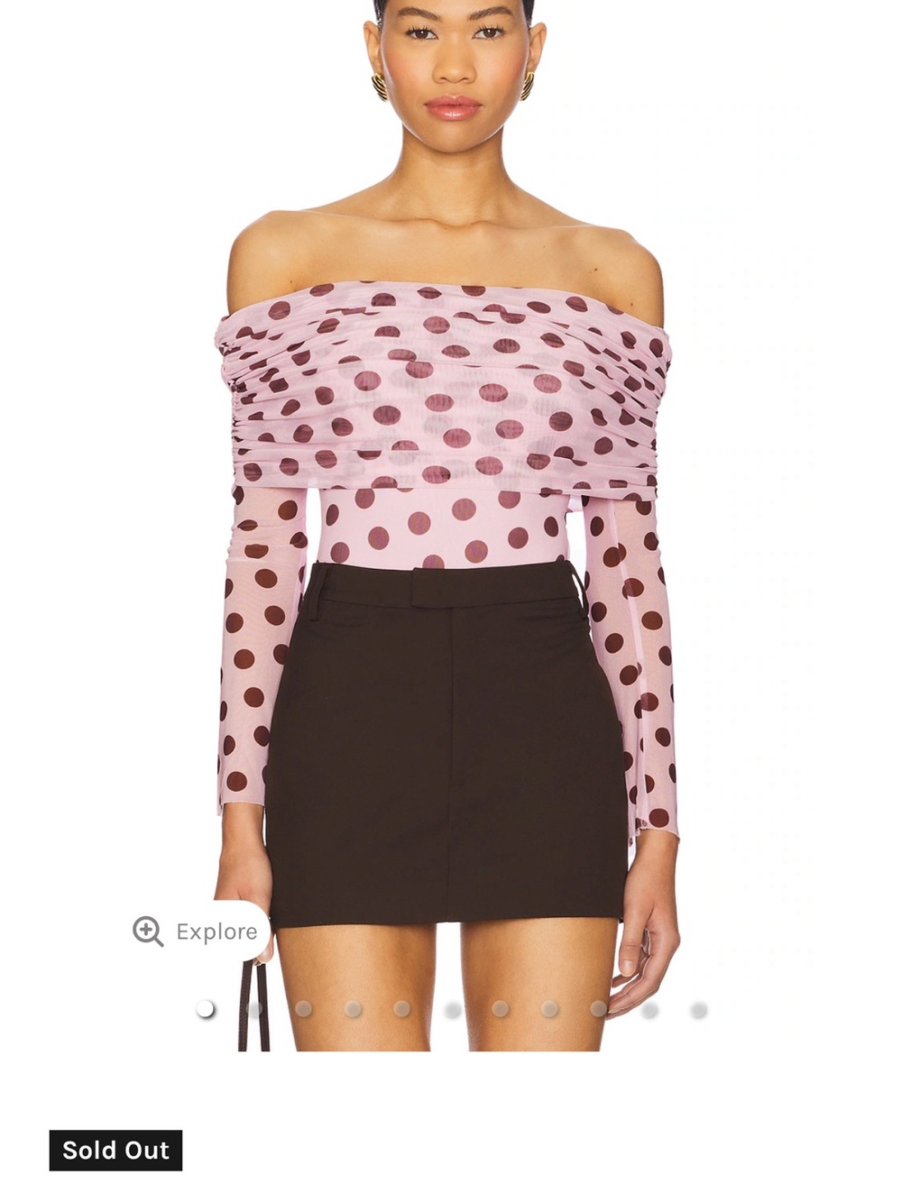 AFRM Lilac and Brown Polka Dot Draped Maxine Bodysuit